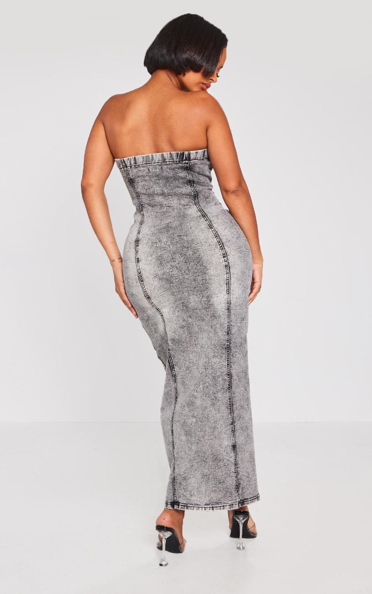 Shape Washed Grey Denim Zip Through Maxi Dress Product Image