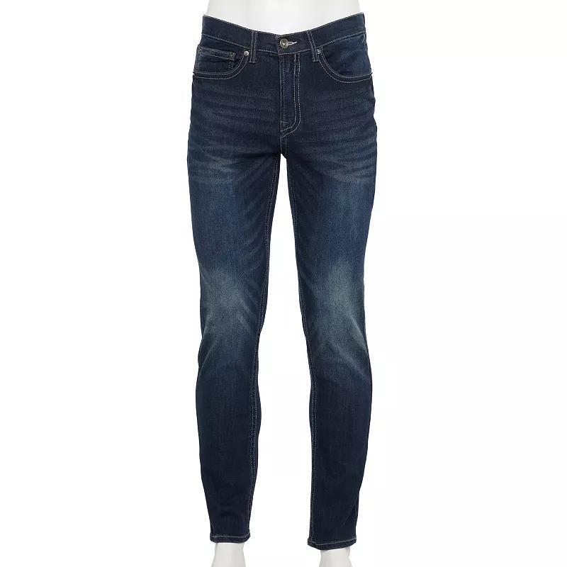 Mens Lazer Embroidered Slim Fit Jeans Dark Blue Product Image