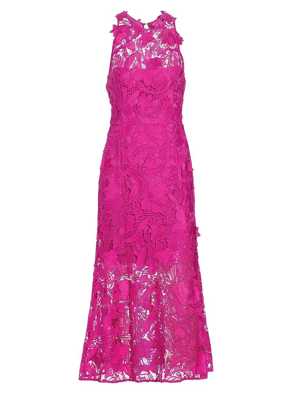 Colette Floral Lace Halter Midi Dress Product Image