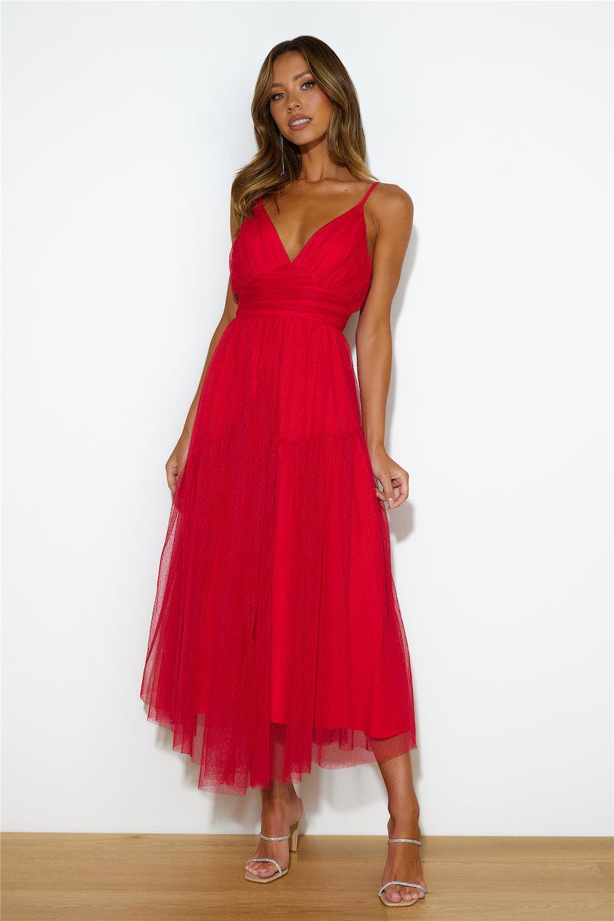 Be Seen In This Midi Dress Red Product Image