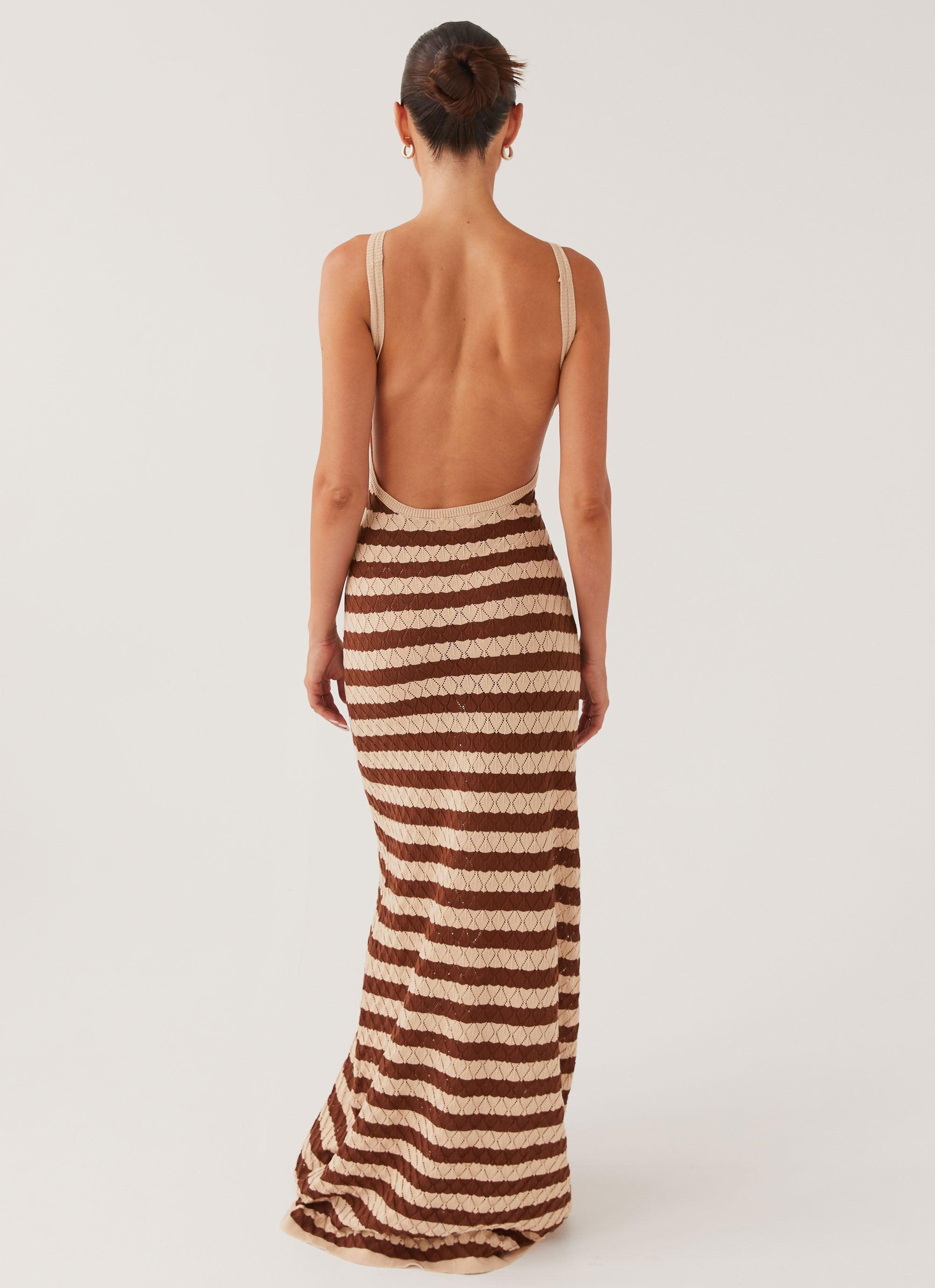 Off The Record Knit Maxi Dress - Cinnamon Stripe Product Image