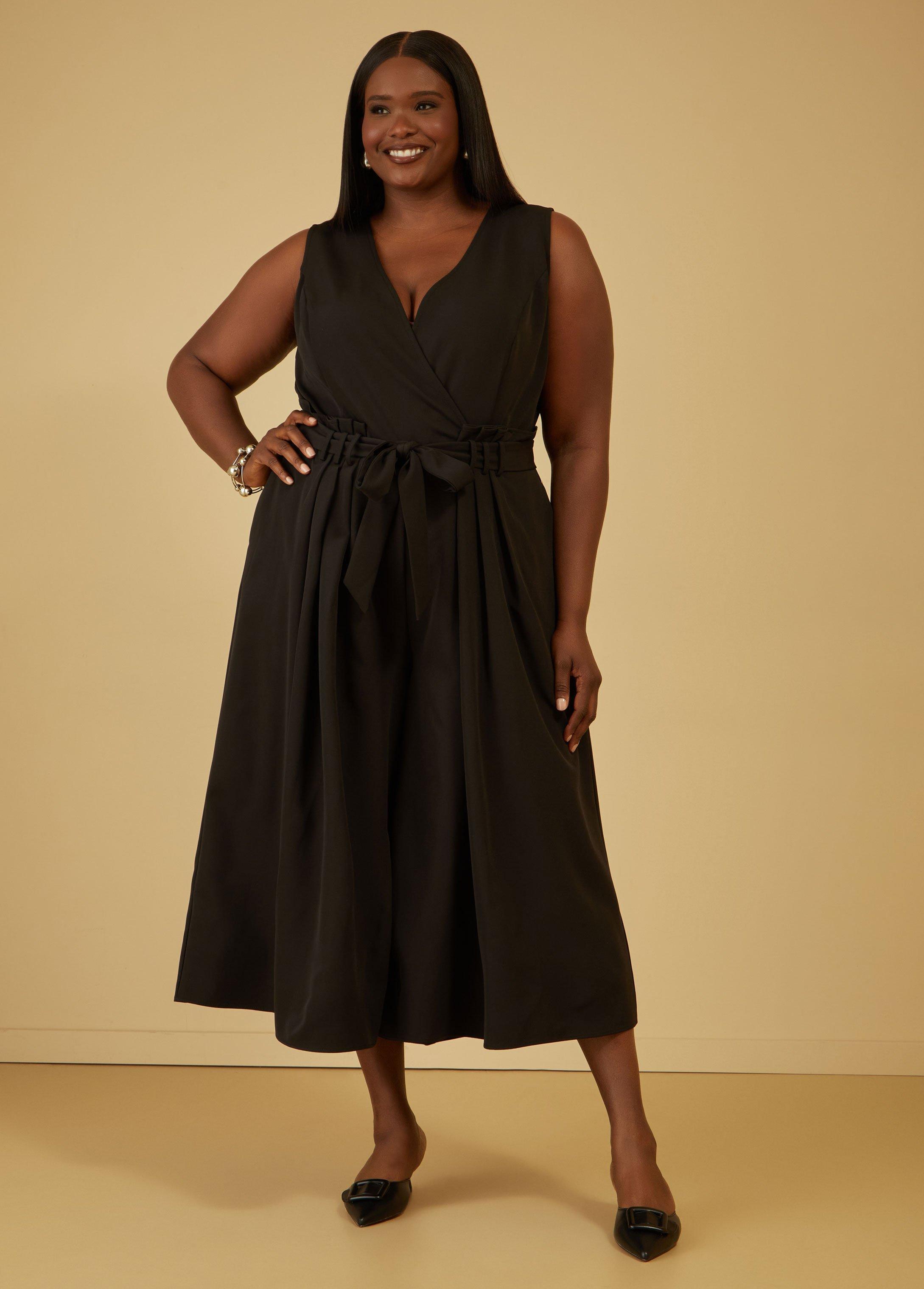 Plus Size Cropped Wide Leg Jumpsuit, - Ashley Stewart Product Image