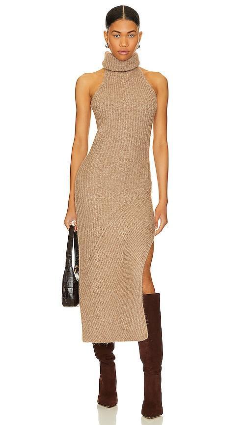 NICHOLAS Kiandra Sleeveless Turtleneck Midi Dress in Taupe Product Image