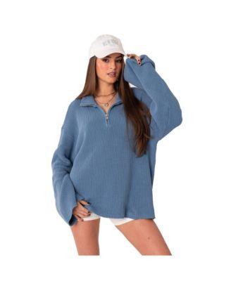 Edikted Amour High Neck Oversized Zip Sweater Product Image