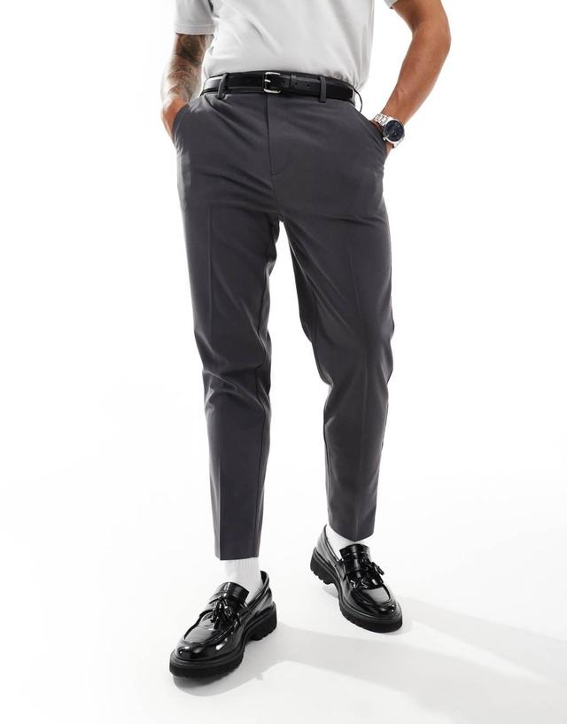 ASOS DESIGN tapered smart trousers in charcoal Product Image