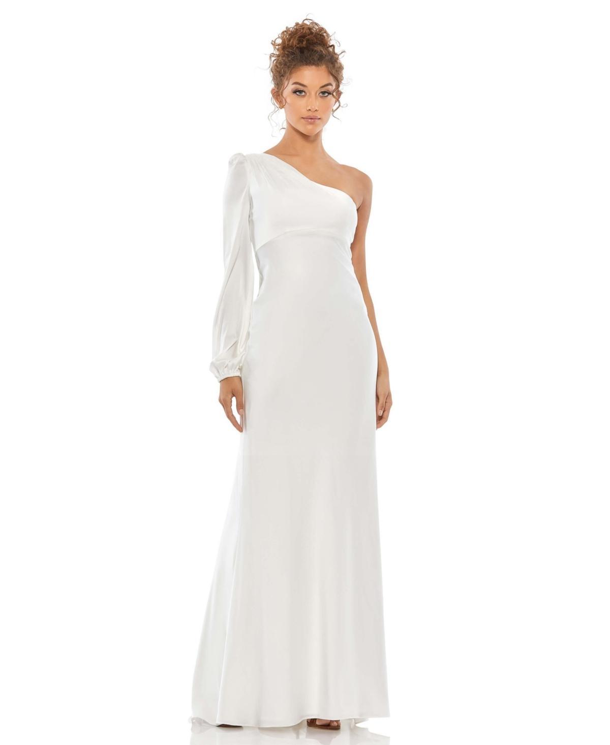 Mac Duggal Womens Ieena Charmeuse One Sleeve Trumpet Gown Product Image