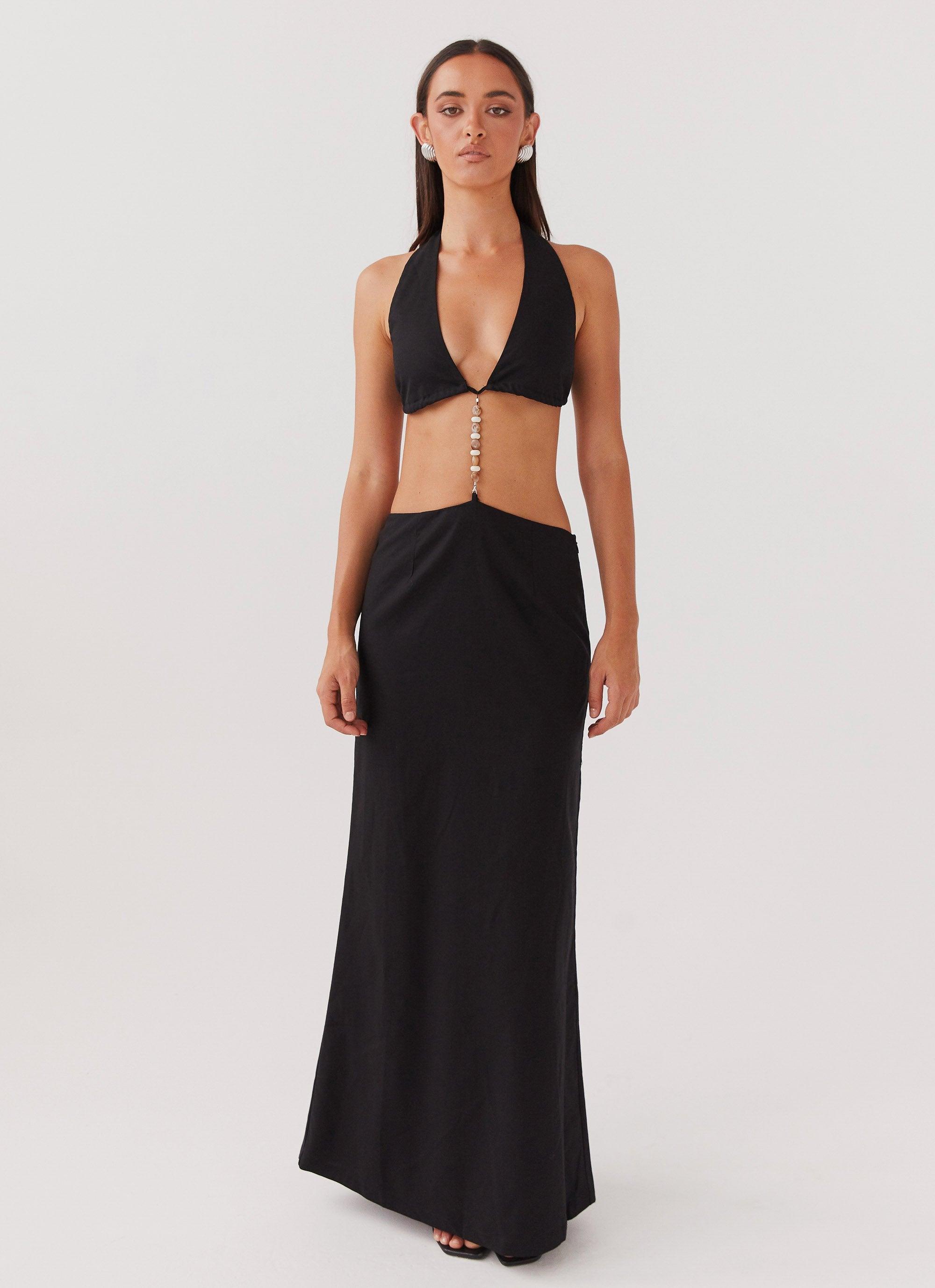 Swaying Palms Maxi Dress - Black product image