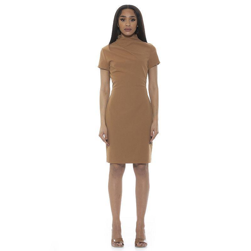 Womens ALEXIA ADMOR Sadee Draped Mockneck Sheath Dress Product Image