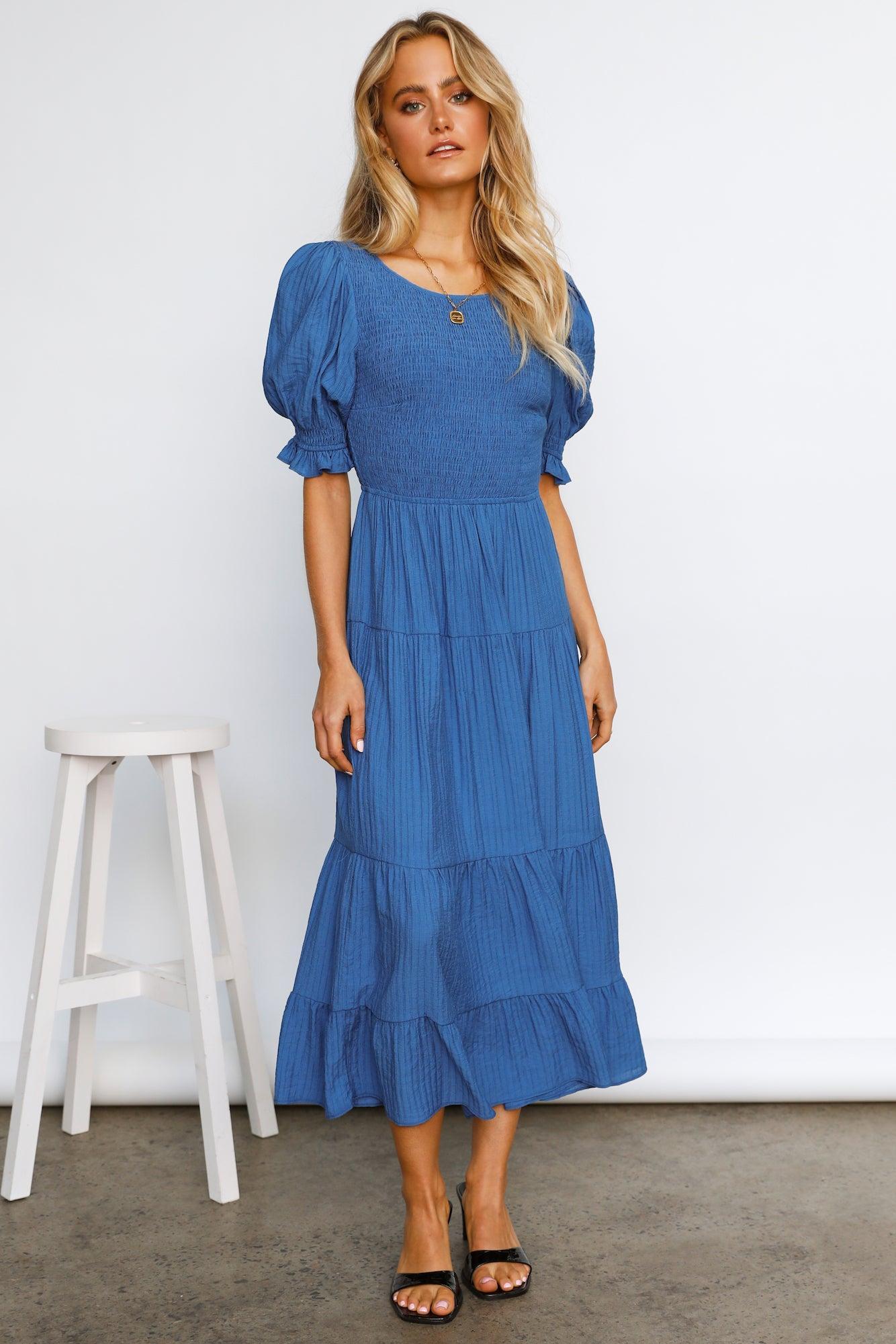 Scoop It Midi Dress Blue Product Image