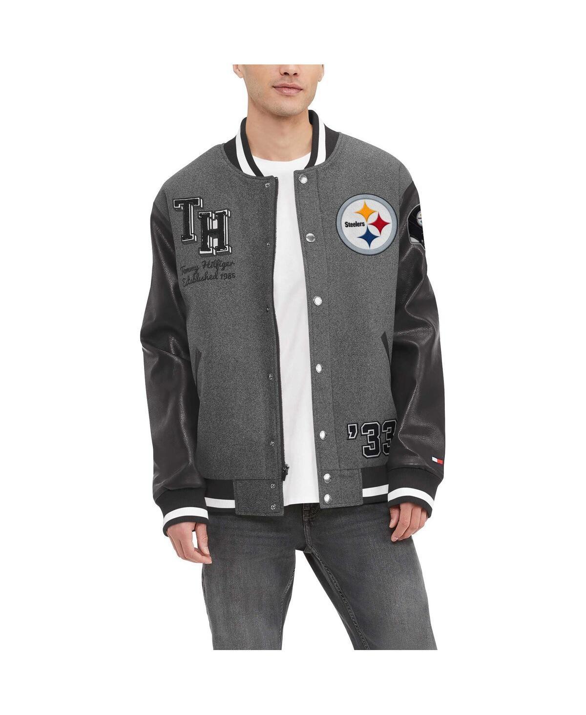 Mens Tommy Hilfiger Heather Gray Pittsburgh Steelers Gunner Full-Zip Varsity Jacket - Heather Gray Product Image