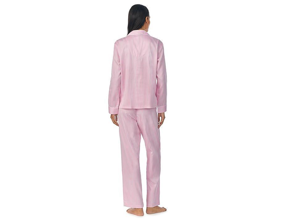 Lauren Ralph Lauren Sateen Striped Long Sleeve Notch Collar Long Pant Pajama Set Product Image