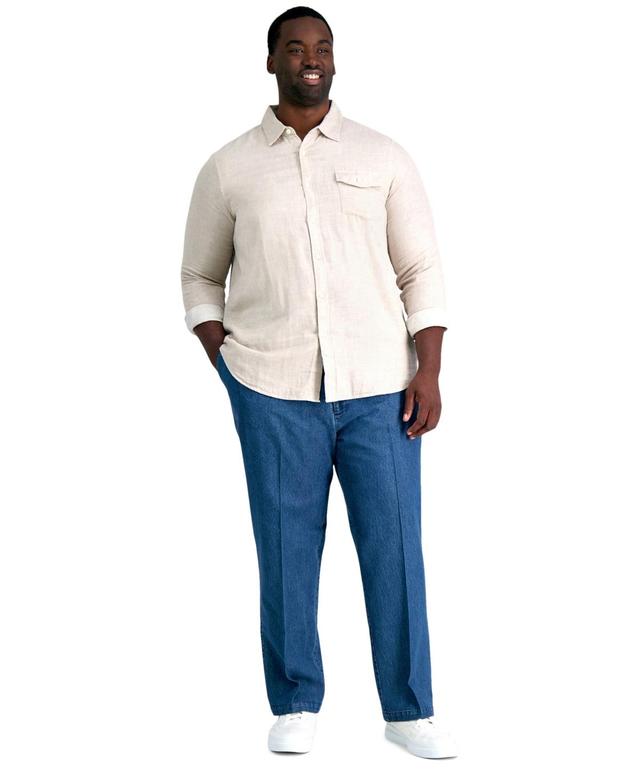 Haggar Mens Big & Tall Stretch Denim Classic-Fit Flat Front Pants Product Image