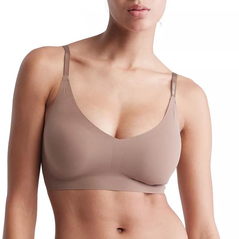 Calvin Klein Invisibles Comfort Lightly Lined Triangle Bralette QF5753, Womens Brown Product Image