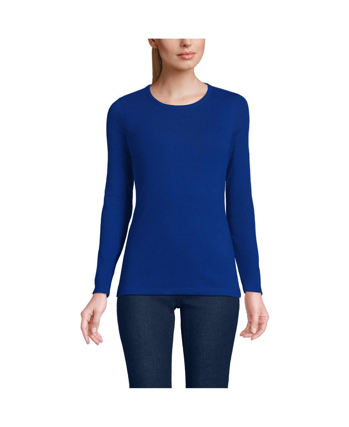 Lands End Womens Long Sleeve Micro Rib T-Shirt Product Image