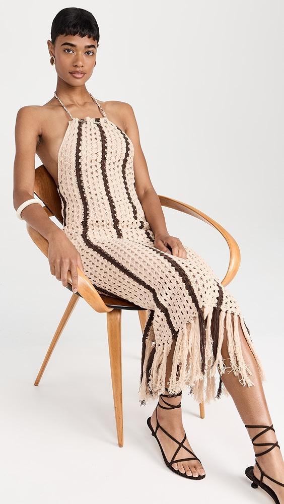 Moon River Halter Fringe Midi Dress | Shopbop Product Image