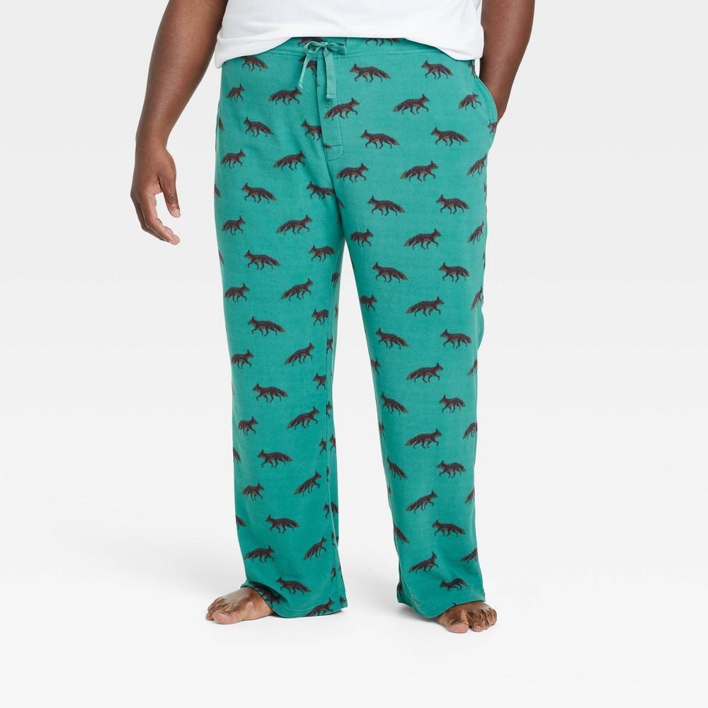 Mens Big & Tall Fox Print Microfleece Pajama Pants - Goodfellow & Co Green 4XLT Product Image