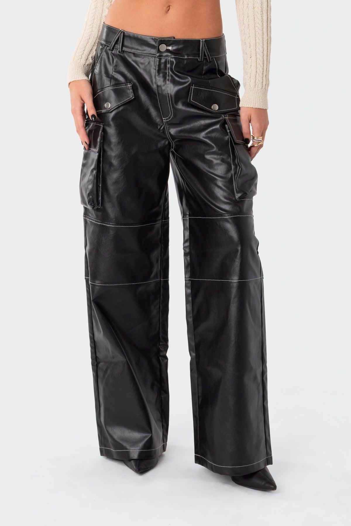 Faye Faux Leather Cargo Pants Product Image