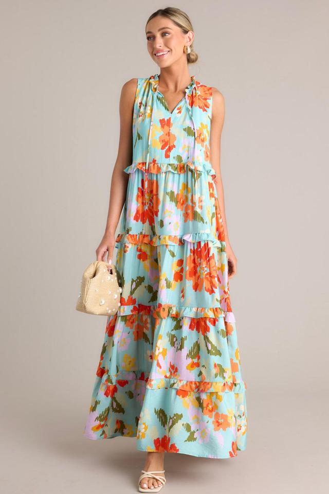 Blossom Breeze Sky Blue Multi Floral Maxi Dress Product Image