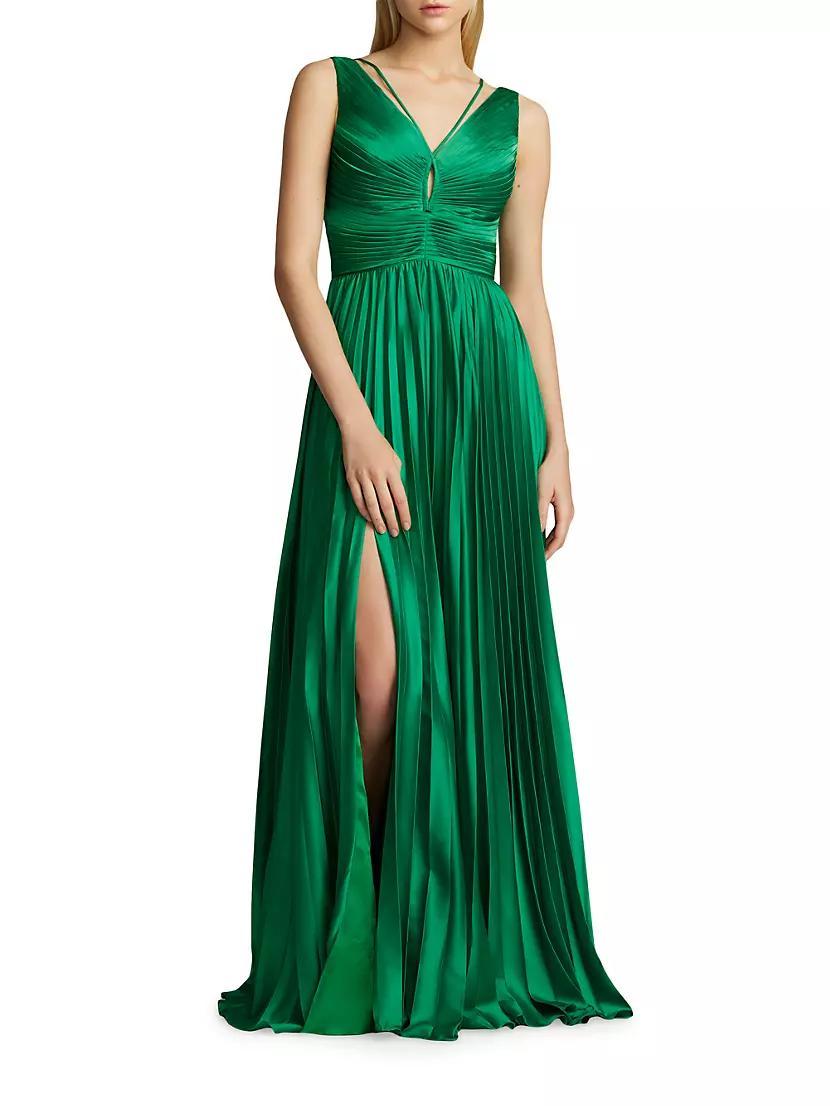 Satin Pleated Chiffon Gown Product Image