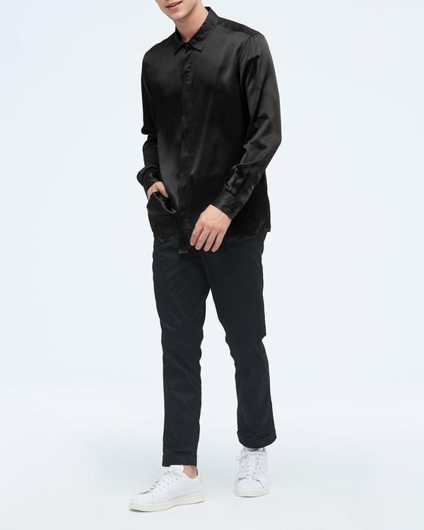 Classic Long Sleeve Silk Shirt For Men Product Image