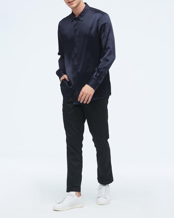 Classic Long Sleeve Silk Shirt For Men Product Image