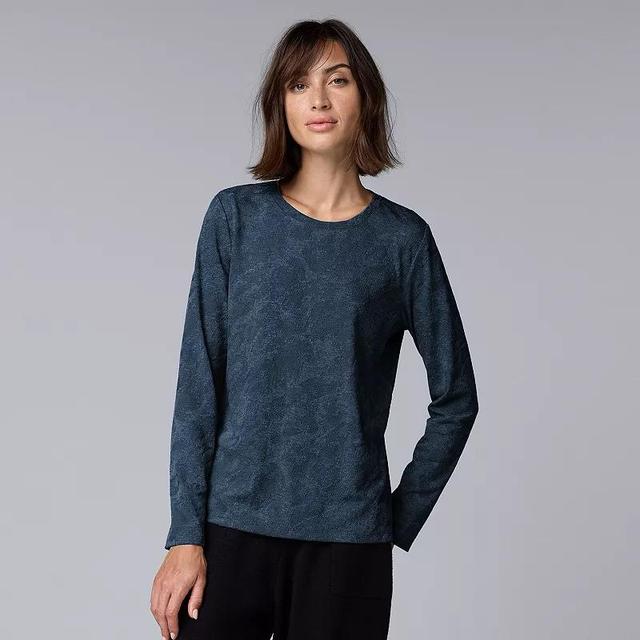 Womens Simply Vera Vera Wang Long Sleeve Crew Neck Tee Dark Orbit Grey Product Image