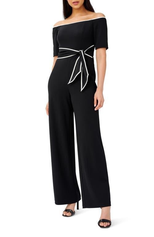 Adrianna Papell Tie Waist Knit Crepe Jumpsuit Product Image