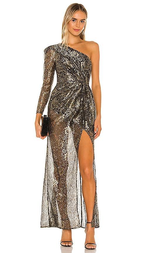 Camila Coelho Danitza Gown in Metallic Gold. Product Image