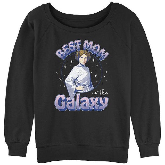 Juniors Star Wars Best Mom In The Galaxy Princess Leia Portrait Slouchy Terry Pullover, Girls Product Image