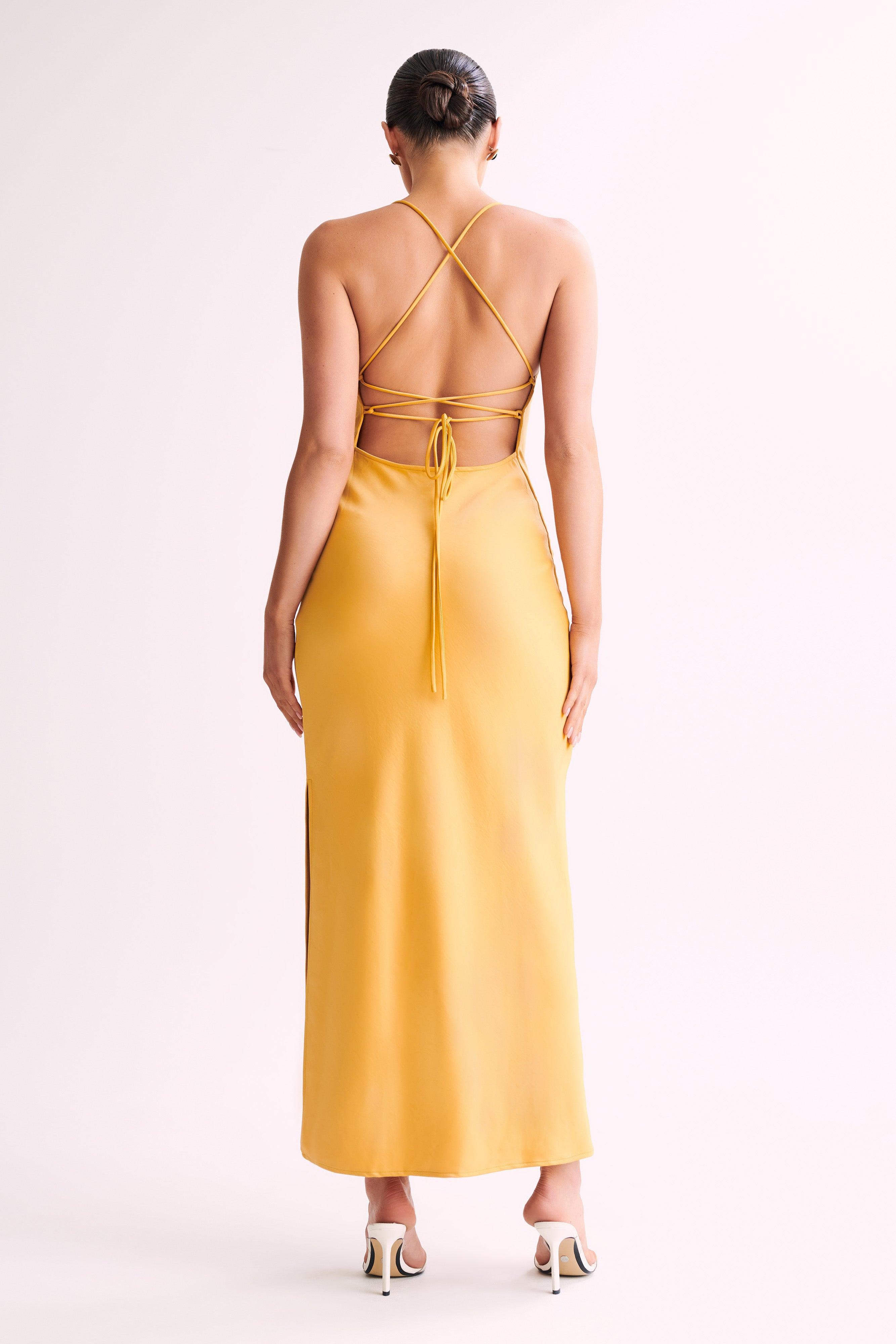 Sydney Straight Neck Slip Maxi Dress - Yellow Product Image