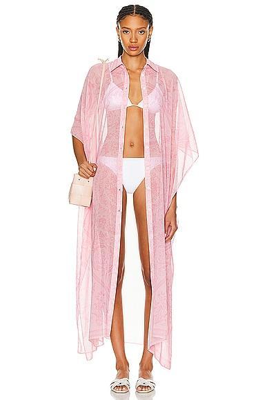 VERSACE Chiffon Robe Coverup Dress in Pink Product Image