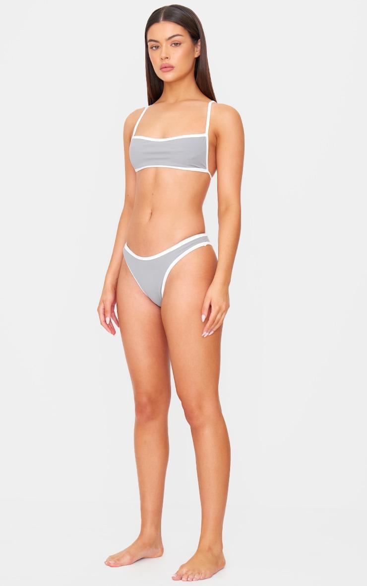 Grey Micro Bandeau Contrast Bikini Top Product Image