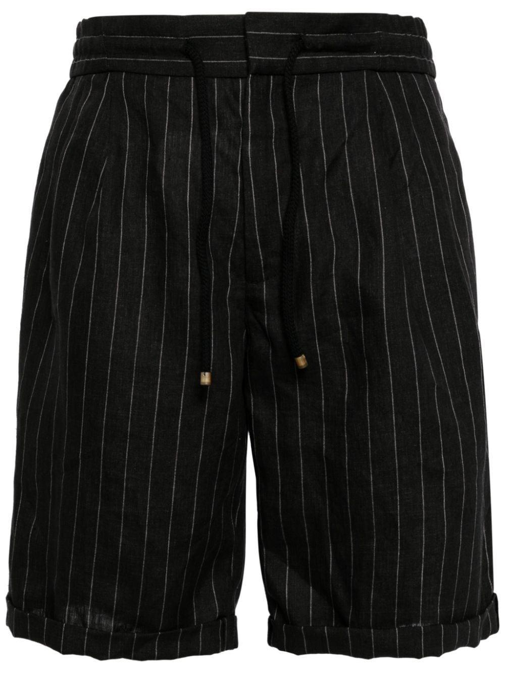 Pinstripe Linen Shorts In Striped Motif Product Image