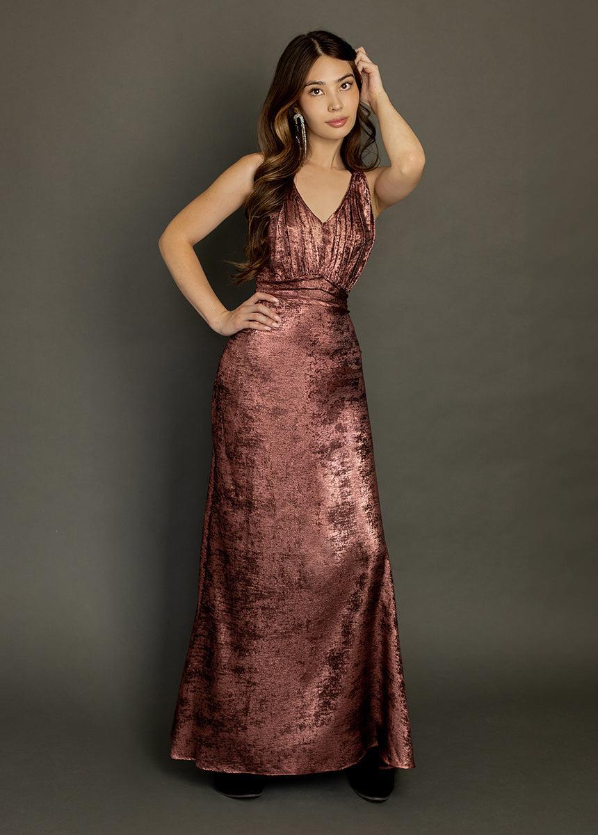 Monroe Dress in Metallic Raisin Product Image