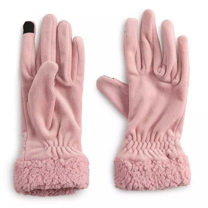 Womens Cuddl Duds Plush Velour Faux Fur Sherpa Cuff Gloves Product Image