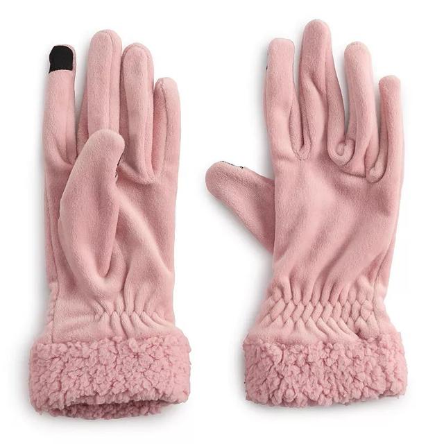 Womens Cuddl Duds Plush Velour Faux Fur Sherpa Cuff Gloves Product Image