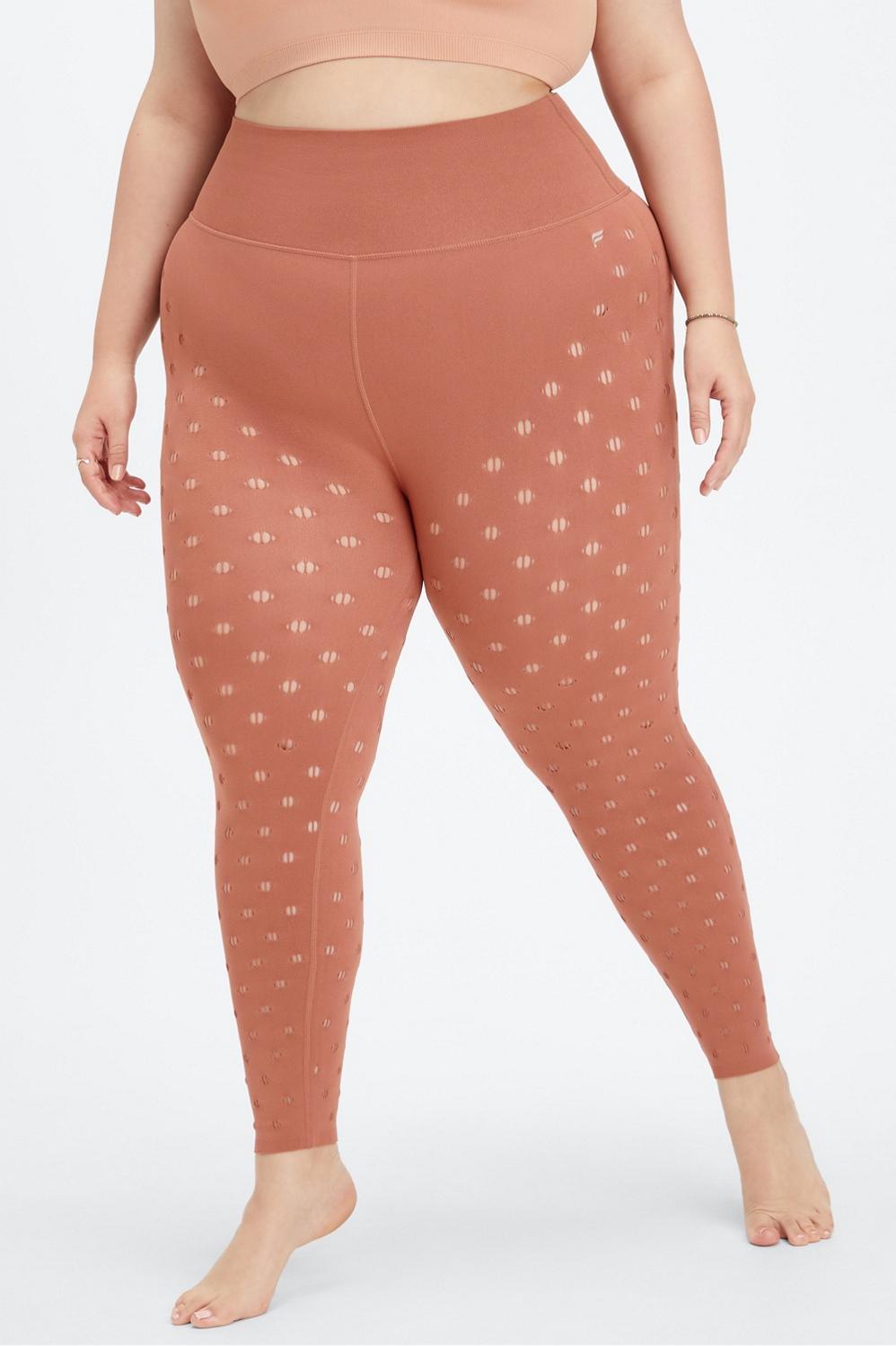 Fabletics High-Waisted SculptKnit 7/8 Womens Toffee plus Size 3X Product Image