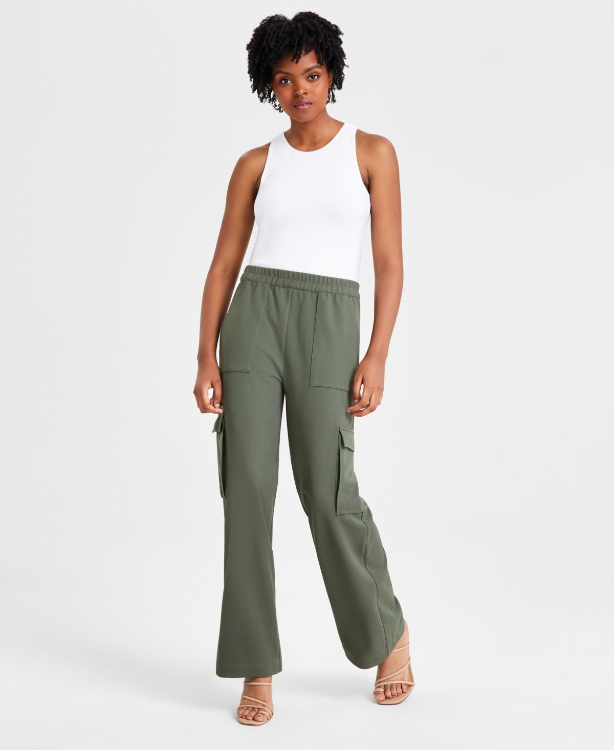 Bar Iii Womens High-Rise Pull-On Knit Cargo Pants, Created for Macys Product Image