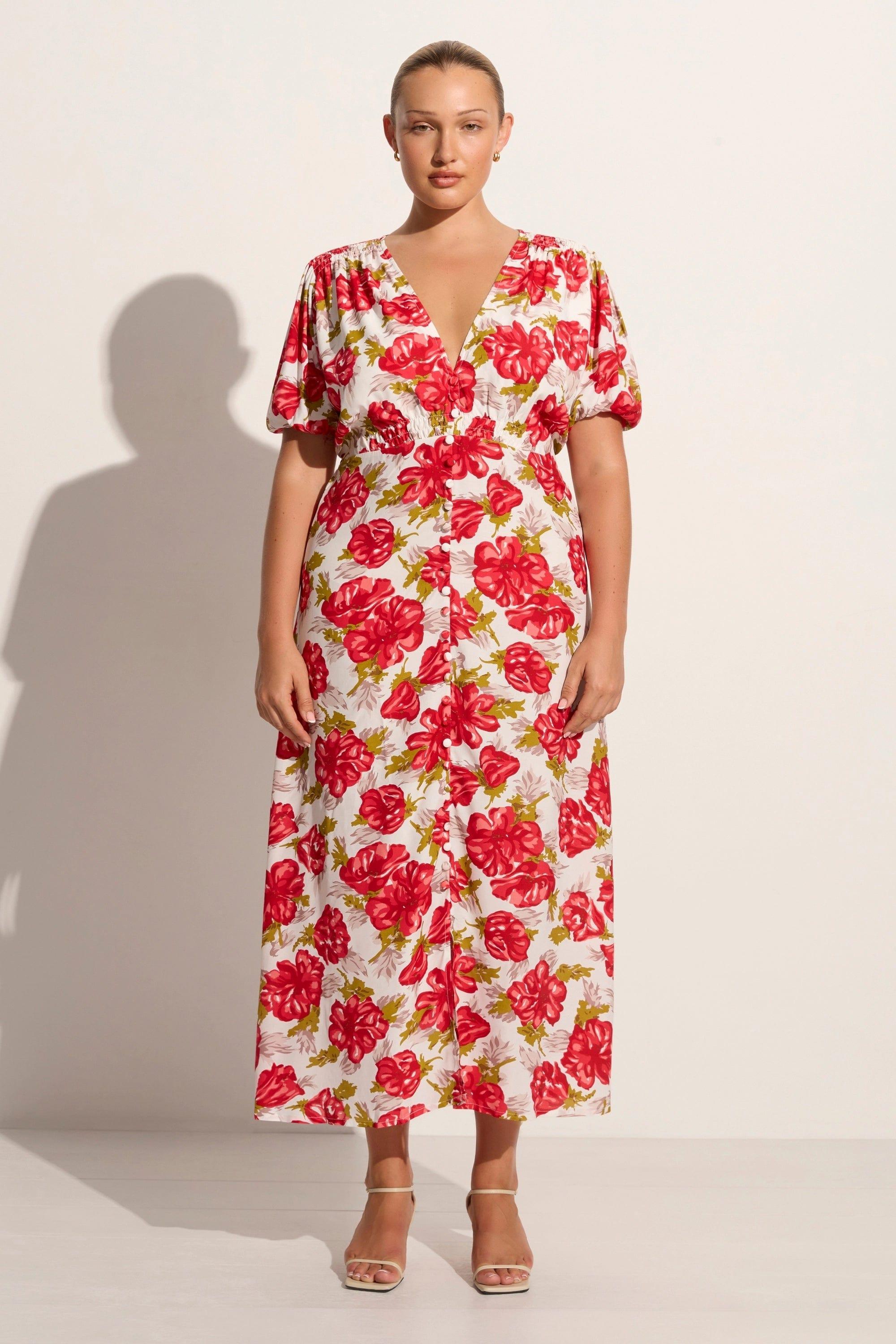 Bellavista Midi Dress Isadora Floral Red - Final Sale Product Image