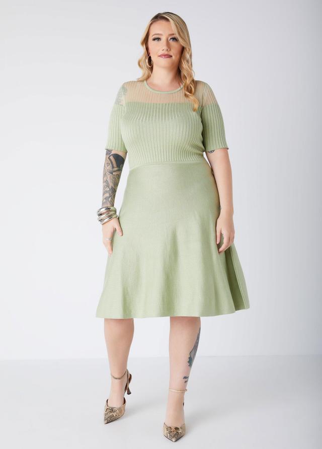 Plus Size Paneled A Line Sweater Dress, - Ashley Stewart Product Image