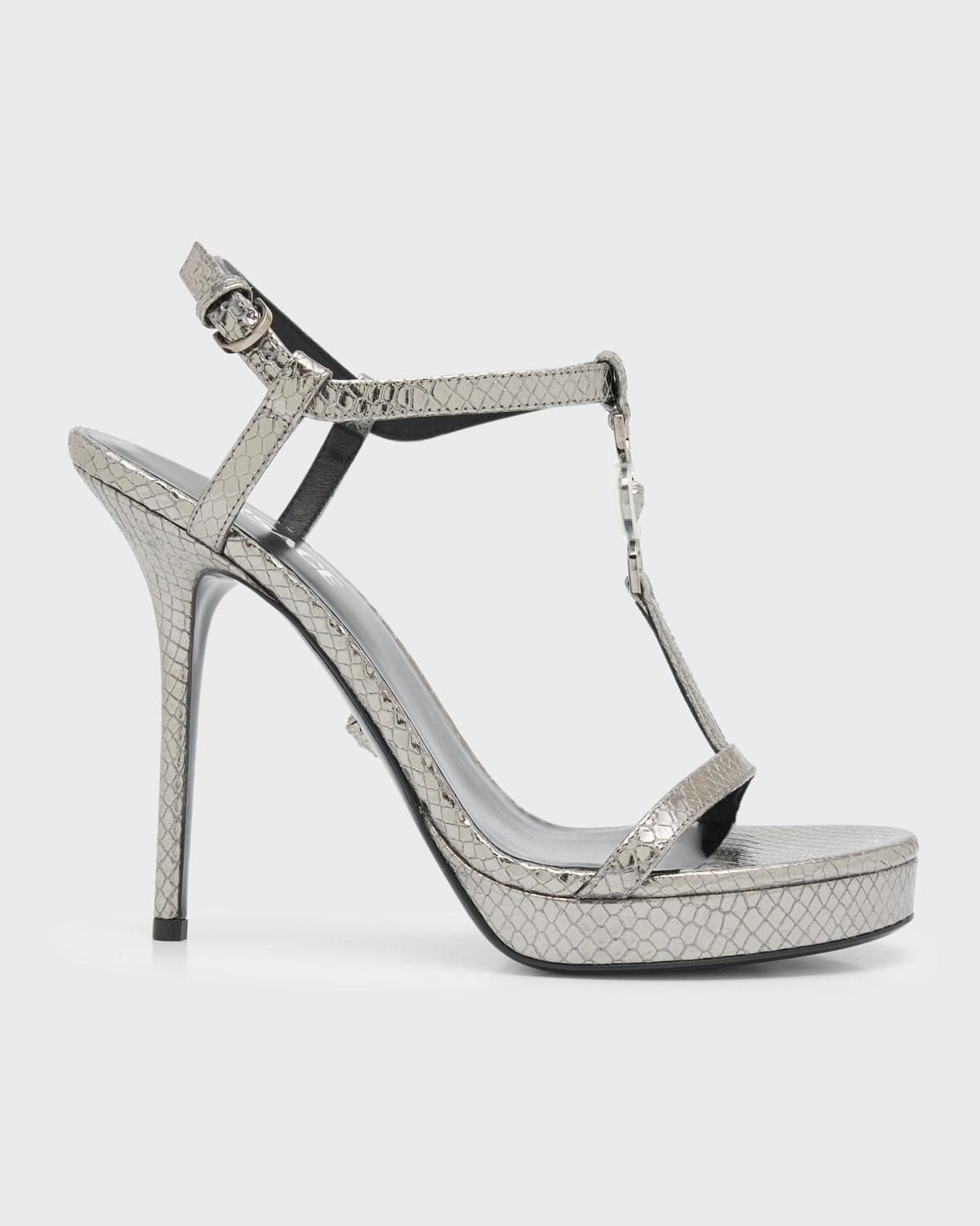 Medusa Metallic T-Strap Platform Sandals Product Image