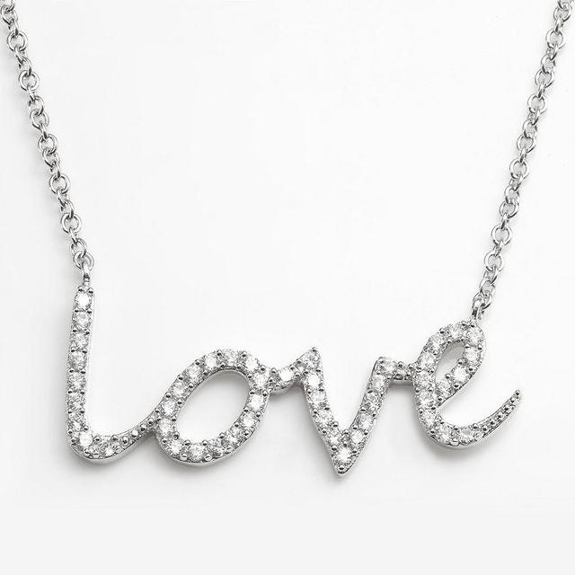 Sophie Miller Sterling Silver Cubic Zirconia Love Link Necklace, Womens White Product Image