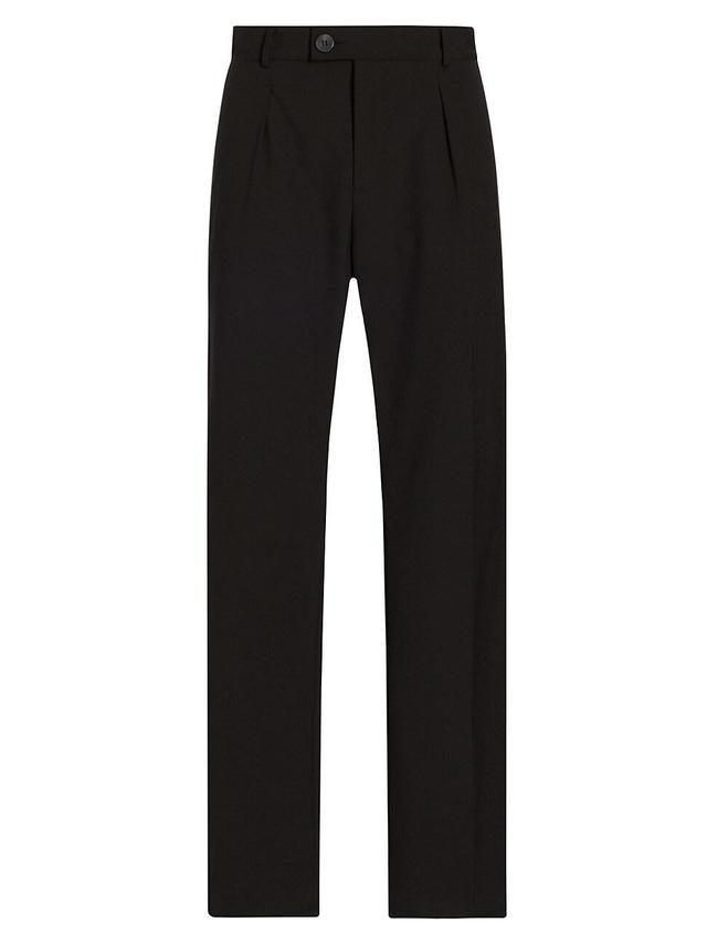 Mens Pleated Wool-Blend Trousers Product Image