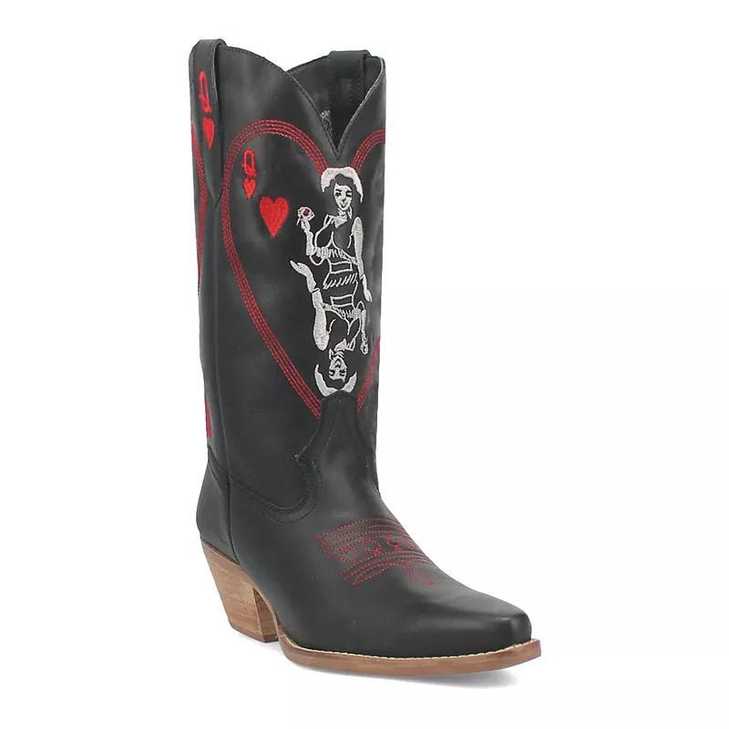 Dingo Queen A Hearts Embroidered Leather Mid Western Boots Product Image