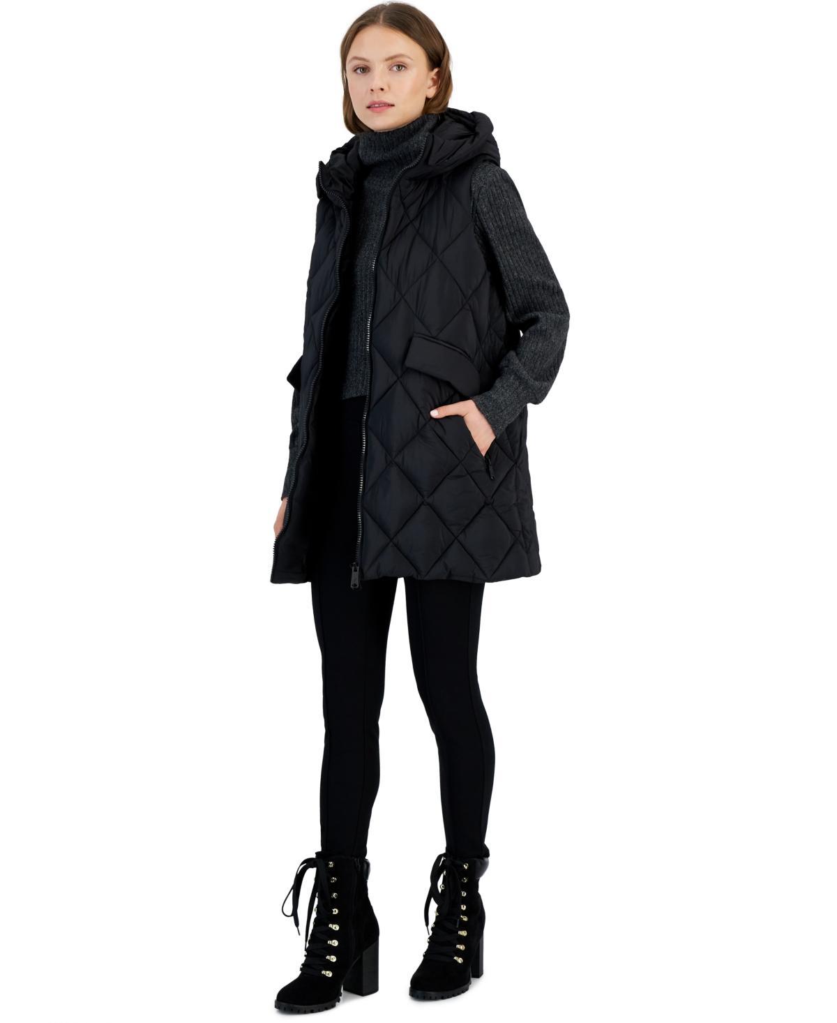 Women's Long Hooded Puffer Vest Product Image