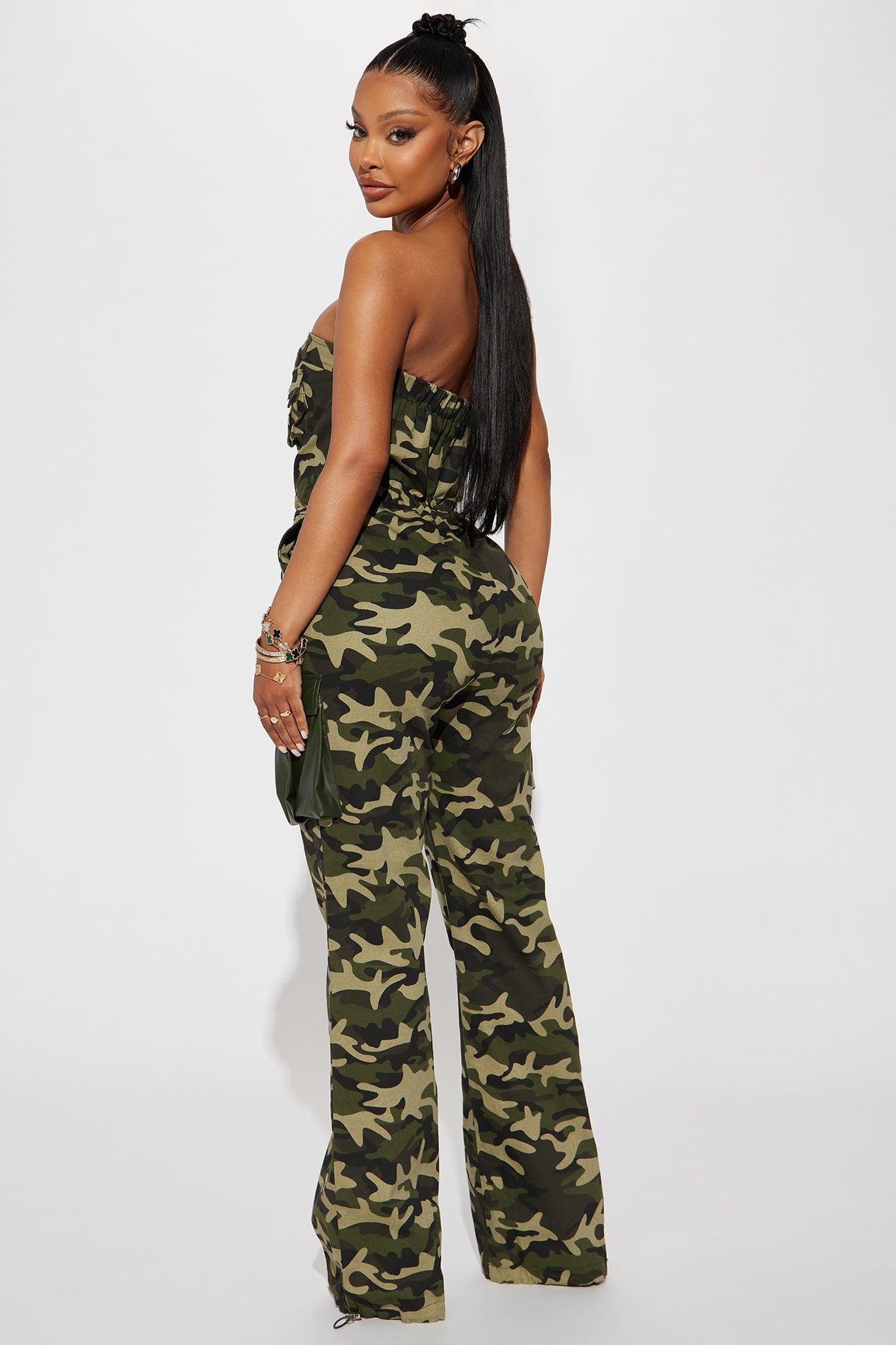 Open Up Cargo Jumpsuit  - Olive/combo Product Image