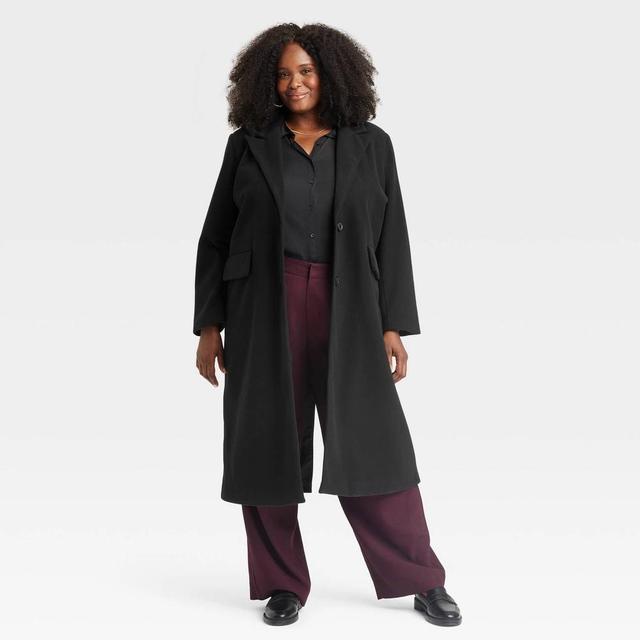 Womens Faux Wool Topcoat - A New Day Black 4X Product Image