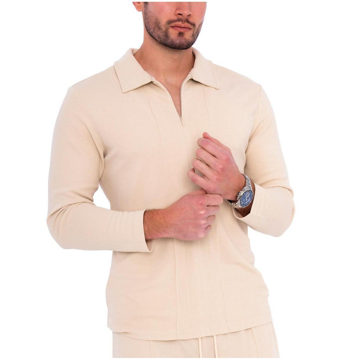 Dai Moda Mens Long Sleeve Zip Neck Knit Top Product Image