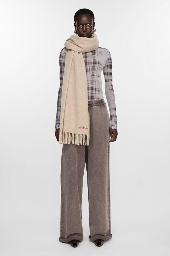 Fringe wool scarf - oversized Product Image