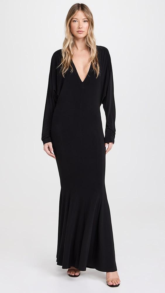 Norma Kamali Dolman V Neck Fishtail Gown | Shopbop Product Image